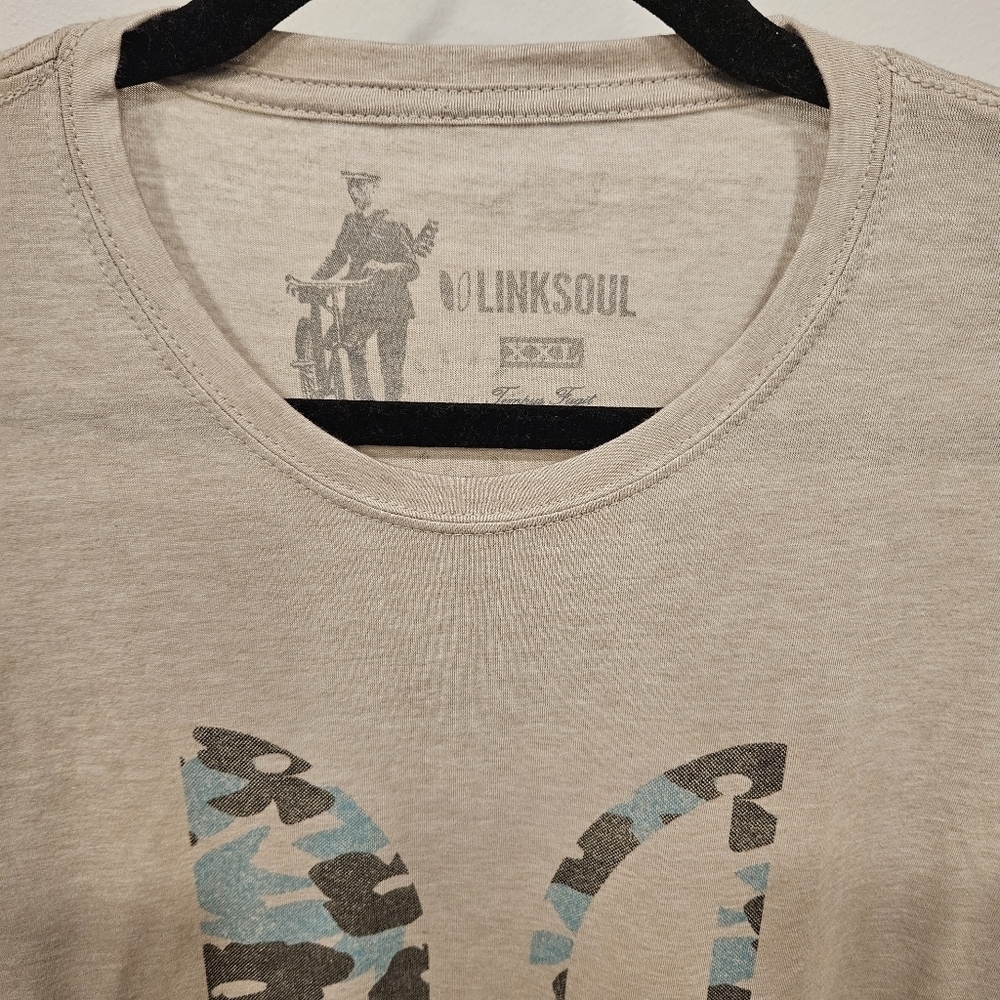 Link Soul Mens Tshirt Beige Cream Logo Size XXL - Picture 3 of 5
